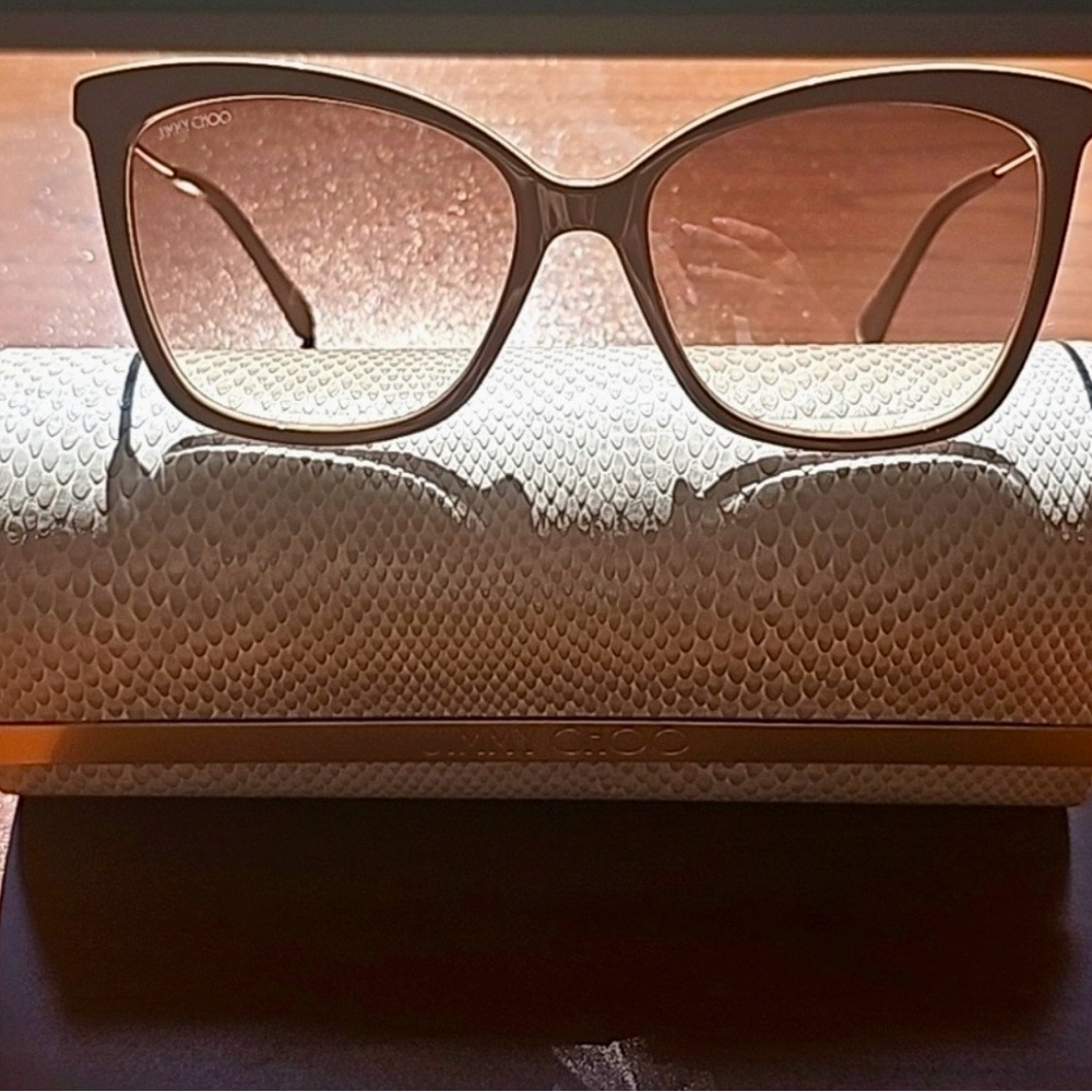 NWOT - Jimmy Choo Cat-Eye Sunglasses in Brown and Gold